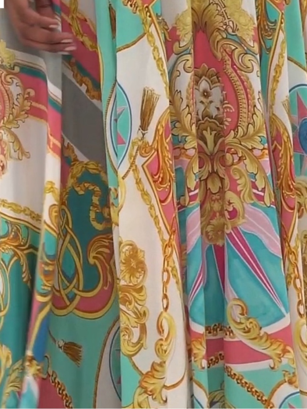 Camilla Blue Pink Gold Printed Tie-Front Dress - Picture 5 of 8